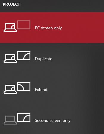 Win+P izbornik za projeciranje
