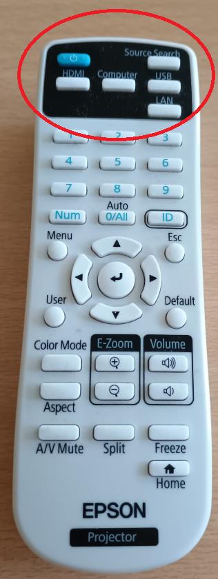 Epson daljinski s označenim gumbima